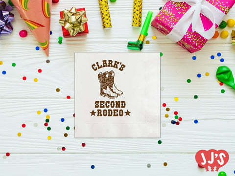 Baby's Second Rodeo Birthday Personalized Napkins - JJ's Party House