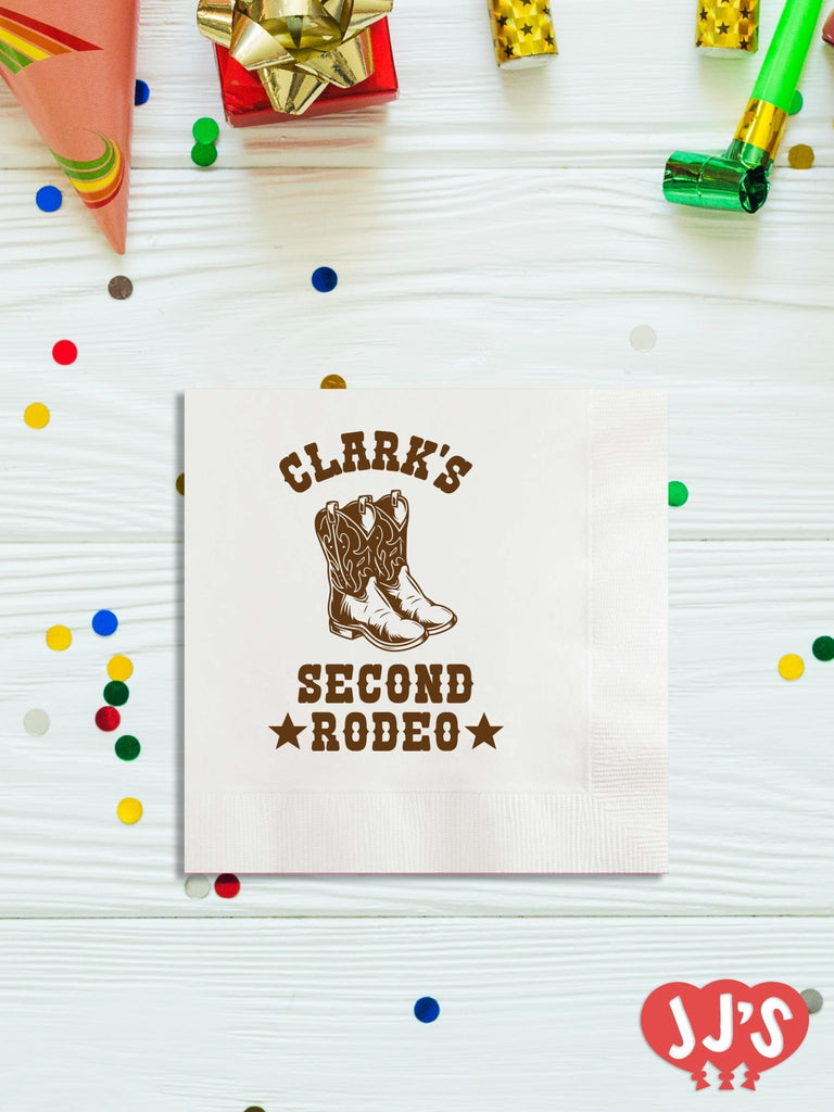 Baby's Second Rodeo Birthday Personalized Napkins - JJ's Party House