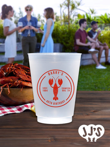 Bayou Birthday Bash Custom Crawfish Boil Frosted Cups - JJ's Party House - Custom Frosted Cups and Napkins