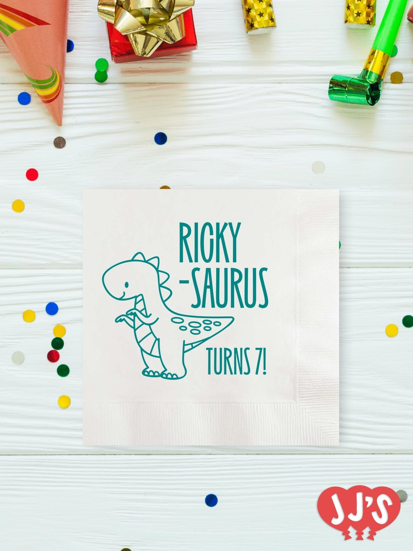 Birthday-Saurus Personalized Dinosaur Birthday Napkins - JJ's Party House - Custom Frosted Cups and Napkins