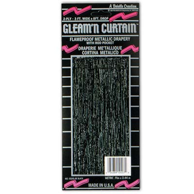 Black Metallic Curtain 8' x 3' - JJ's Party House: Birthday,Balloons,Favors,Gifts