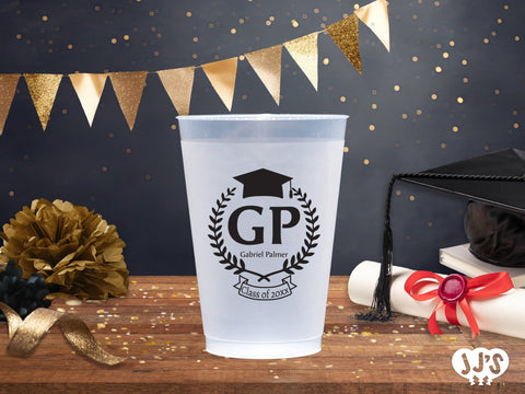 Bold Monogrammed Personalized Graduation Frosted Cups - JJ's Party House - Custom Frosted Cups and Napkins
