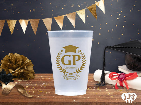 Bold Monogrammed Personalized Graduation Frosted Cups - JJ's Party House - Custom Frosted Cups and Napkins