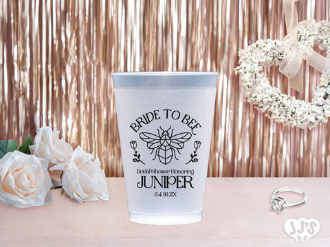 Bride to Bee Bridal Shower Personalized Frosted Plastic Cups - JJ's Party House