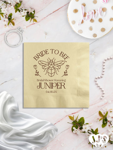 Bride to Bee Personalized Bridal Shower Party Napkins - JJ's Party House