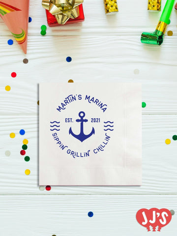 Captain Sailor Nautical Birthday Personalized Napkins - JJ's Party House
