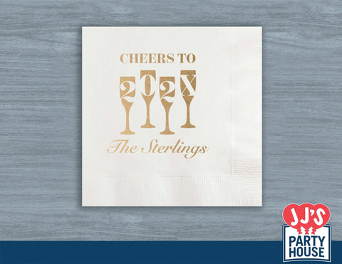 Cheers to 2024 Family Personalized NYE Party Napkins - JJ's Party House