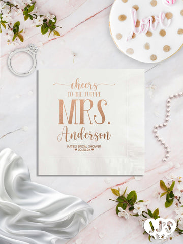 Cheers to the Future Mrs. Personalized Bridal Shower Party Napkins - JJ's Party House