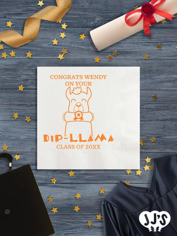 Congrats on Your Dipllama Personalized Graduation Napkins - JJ's Party House - Custom Frosted Cups and Napkins