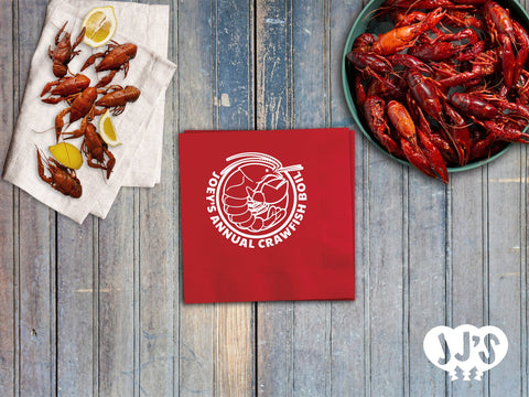 Crawfish Craze Personalized Crawfish Boil Napkins - JJ's Party House - Custom Frosted Cups and Napkins