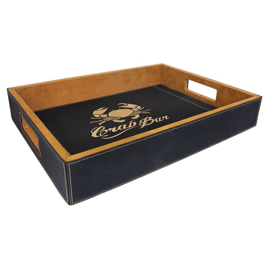 Custom Black & Gold Laser Engraved Leatherette Serving Tray 16" x 12" - JJ's Party House: Birthday, Balloons & Custom Party Favors