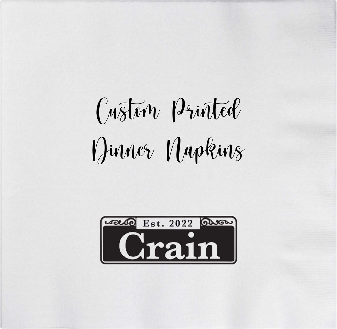 Custom Printed Linen Like Dinner Napkins Personalized for Wedding, Rehearsal Dinners, Corporate Events and Birthdays - JJ's Party House