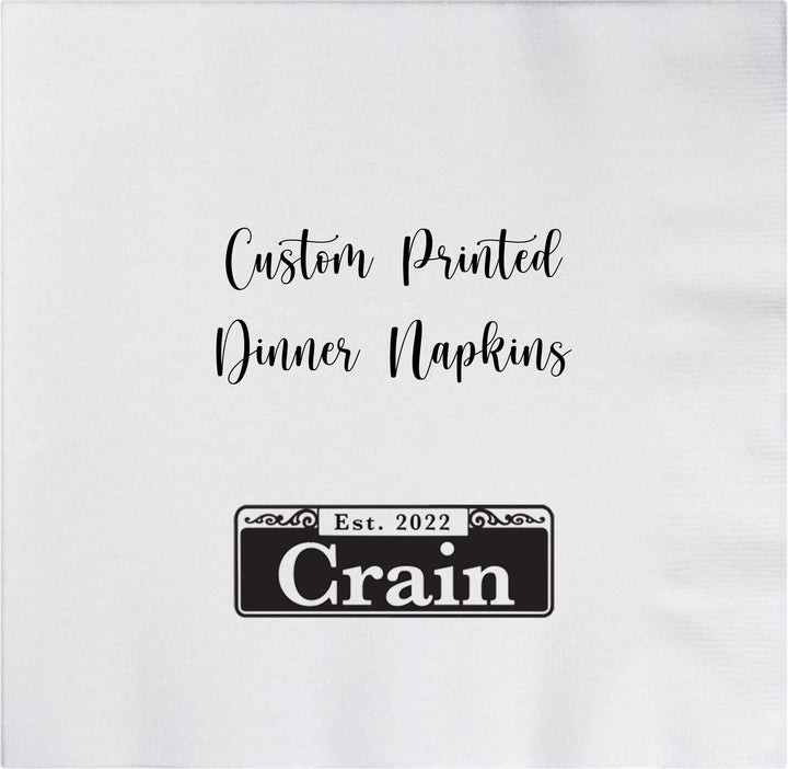 Custom Printed Linen Like Dinner Napkins Personalized for Wedding, Rehearsal Dinners, Corporate Events and Birthdays - JJ's Party House
