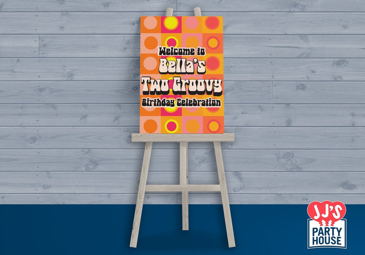 Custom Printed Two Groovy 60s Birthday Personalized Yard Sign for Birthday Party - JJ's Party House