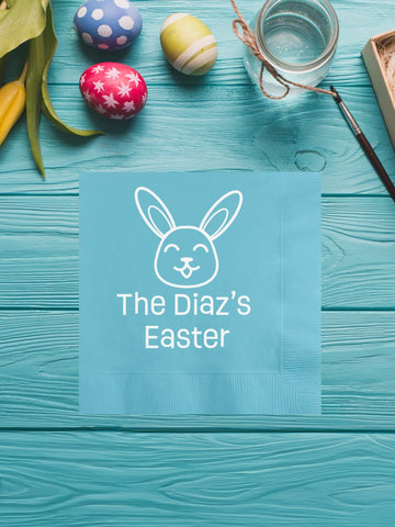 Cute Bunny Personalized Easter Napkins - JJ's Party House - Custom Frosted Cups and Napkins