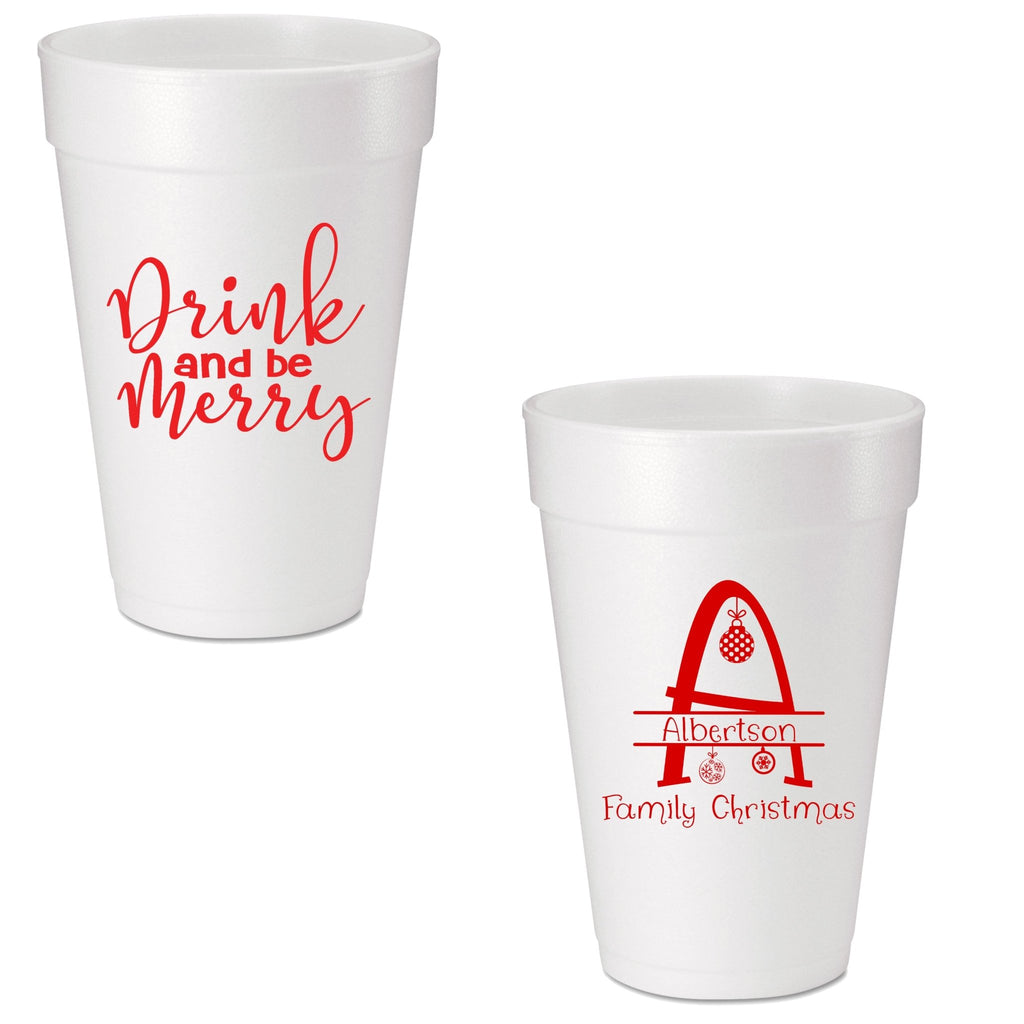 Drink and be Merry Custom Printed Foam Cups - JJ's Party House