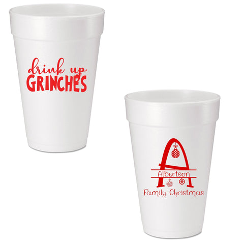Drink up Grinches Custom Printed Foam Cups - JJ's Party House