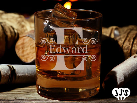 Edwardian Monogram Personalized Whiskey Glass - JJ's Party House