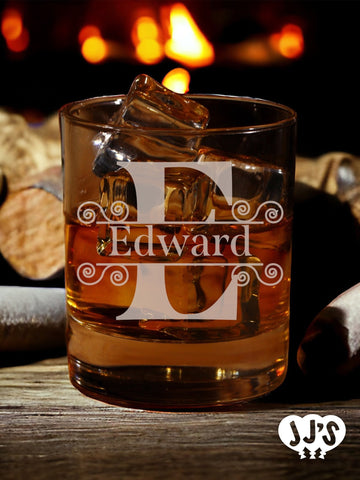 Edwardian Monogram Personalized Whiskey Glass - JJ's Party House