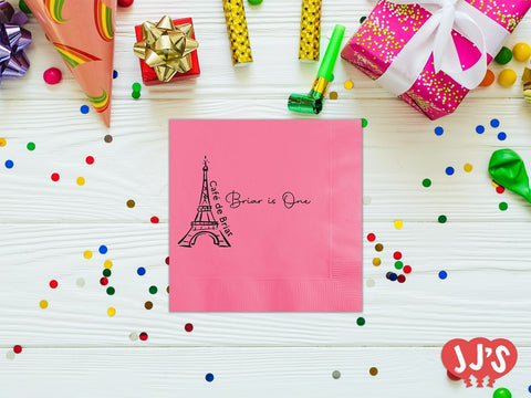 Eiffel Tower French Birthday Personalized Napkins - JJ's Party House