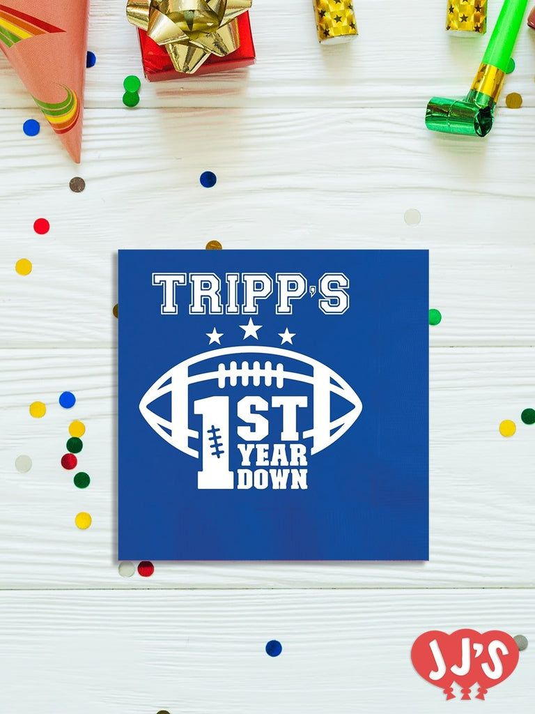 First Year Down Football Birthday Personalized Napkins - JJ's Party House