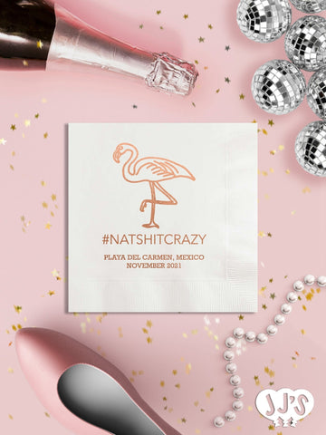 Flamingo Hashtag Bachelorette Party Napkins - JJ's Party House