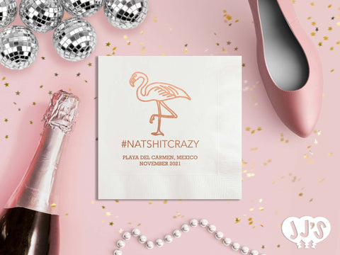 Flamingo Hashtag Bachelorette Party Napkins - JJ's Party House