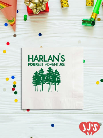 FOURest Birthday Adventure Personalized Napkins - JJ's Party House