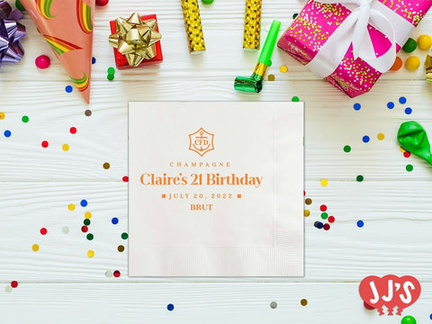 French Champagne Birthday Personalized Napkins - JJ's Party House