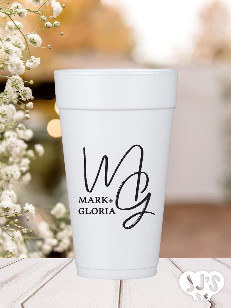 Gloriant Couple Initials Personalized Foam Cups - JJ's Party House