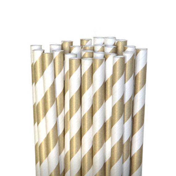 Gold Striped Paper Straws 80ct - JJ's Party House: Birthday,Balloons,Favors,Gifts