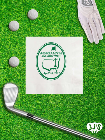Golf Masters Birthday Personalized Napkins - JJ's Party House - Custom Frosted Cups and Napkins