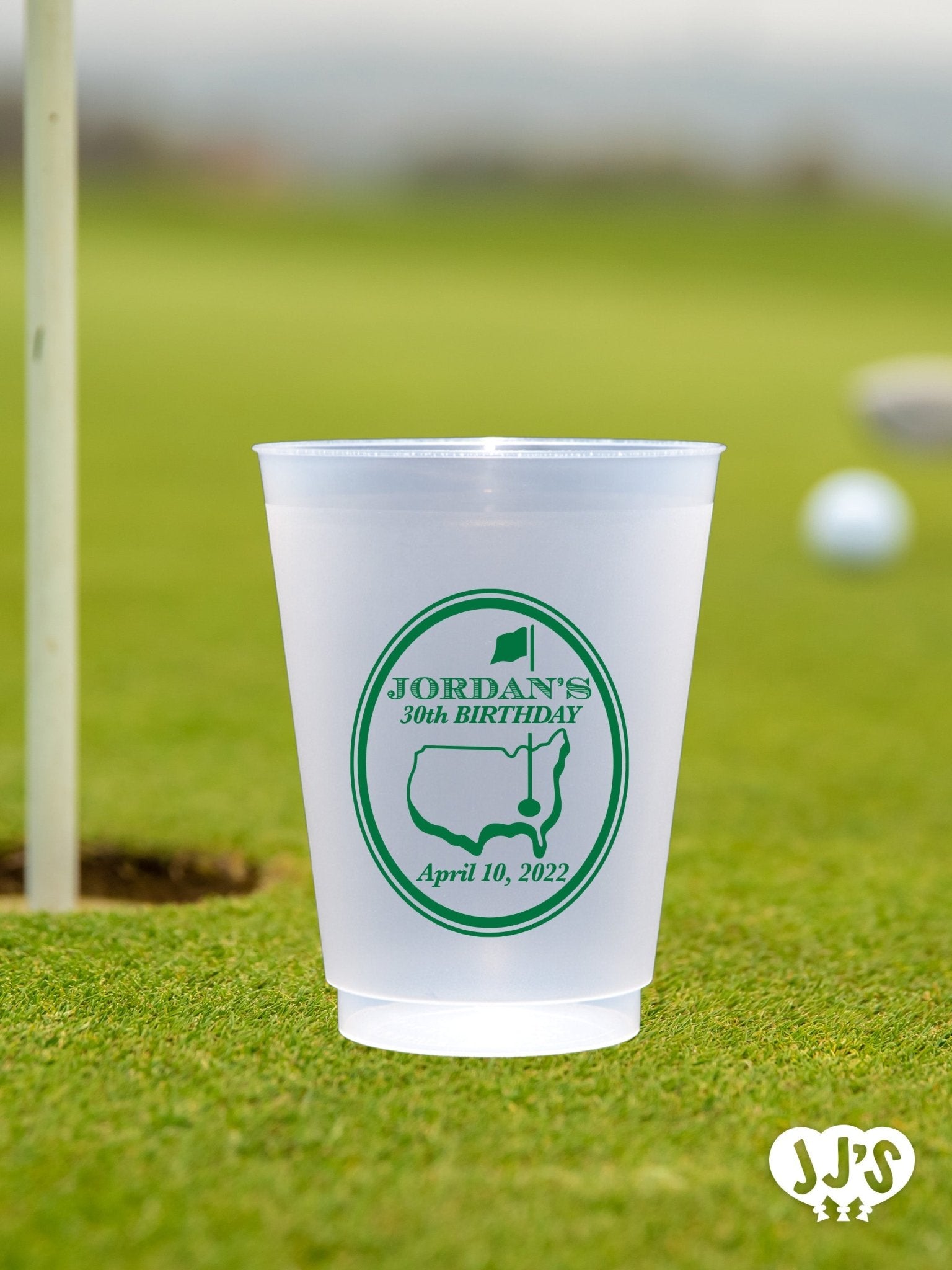 Golf Personalized Frosted Plastic Cups with Gold Print- Birthday - buy Tournament - Baby Shower - Bachelor Party