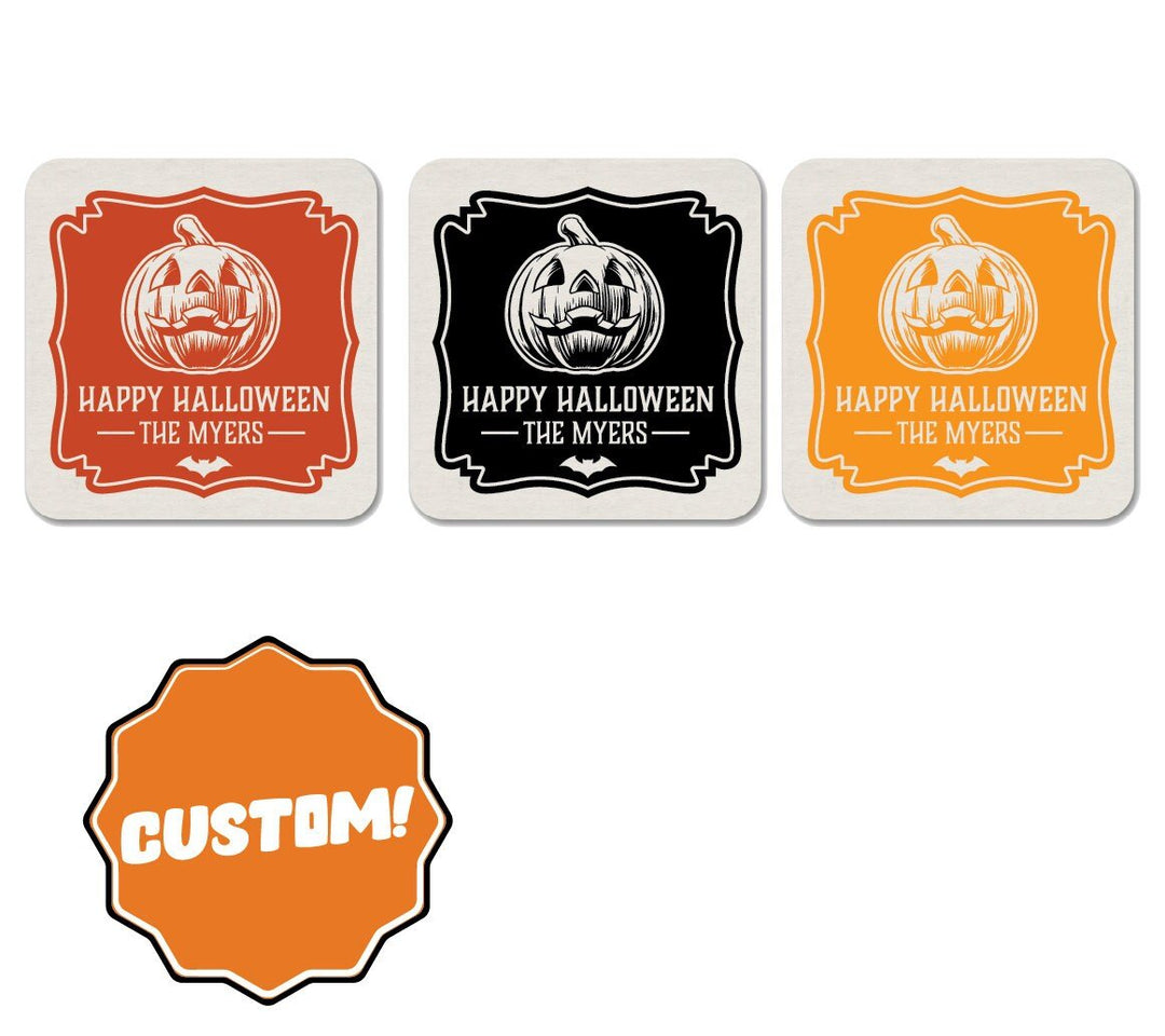 Happy Halloween Printed & Personalized Coasters for Halloween Party and Haunted House Events - JJ's Party House