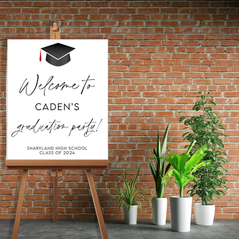 Haute Graduation Welcome Sign - JJ's Party House - Custom Frosted Cups and Napkins