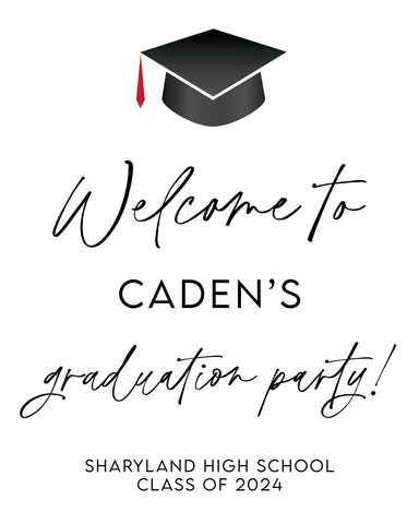 Haute Graduation Welcome Sign - JJ's Party House - Custom Frosted Cups and Napkins