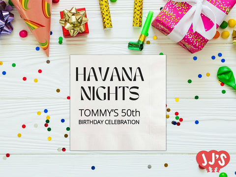 Havana Nights Birthday Personalized Napkins - JJ's Party House