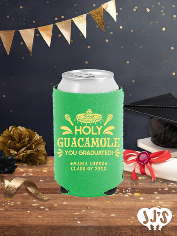 Holy Guacamole Personalized Graduation Can Coolers - JJ's Party House - Custom Frosted Cups and Napkins