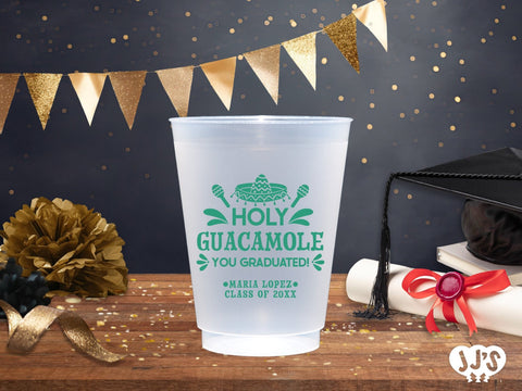 Holy Guacamole Personalized Graduation Frosted Cups - JJ's Party House - Custom Frosted Cups and Napkins