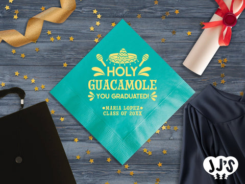 Holy Guacamole Personalized Graduation Napkins - JJ's Party House - Custom Frosted Cups and Napkins