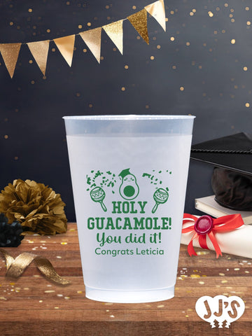 Holy Guacamole! You Did It! Personalized Graduation Frosted Cups - JJ's Party House - Custom Frosted Cups and Napkins