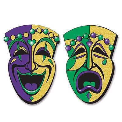 Jumbo Glittered Comedy & Tragedy Face Cutouts 24 1/2'' - 2pc - JJ's Party House