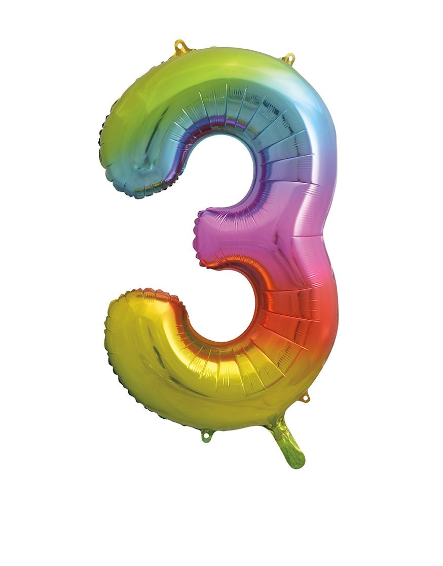 Jumbo Rainbow Number 3 Balloon 34" - JJ's Party House