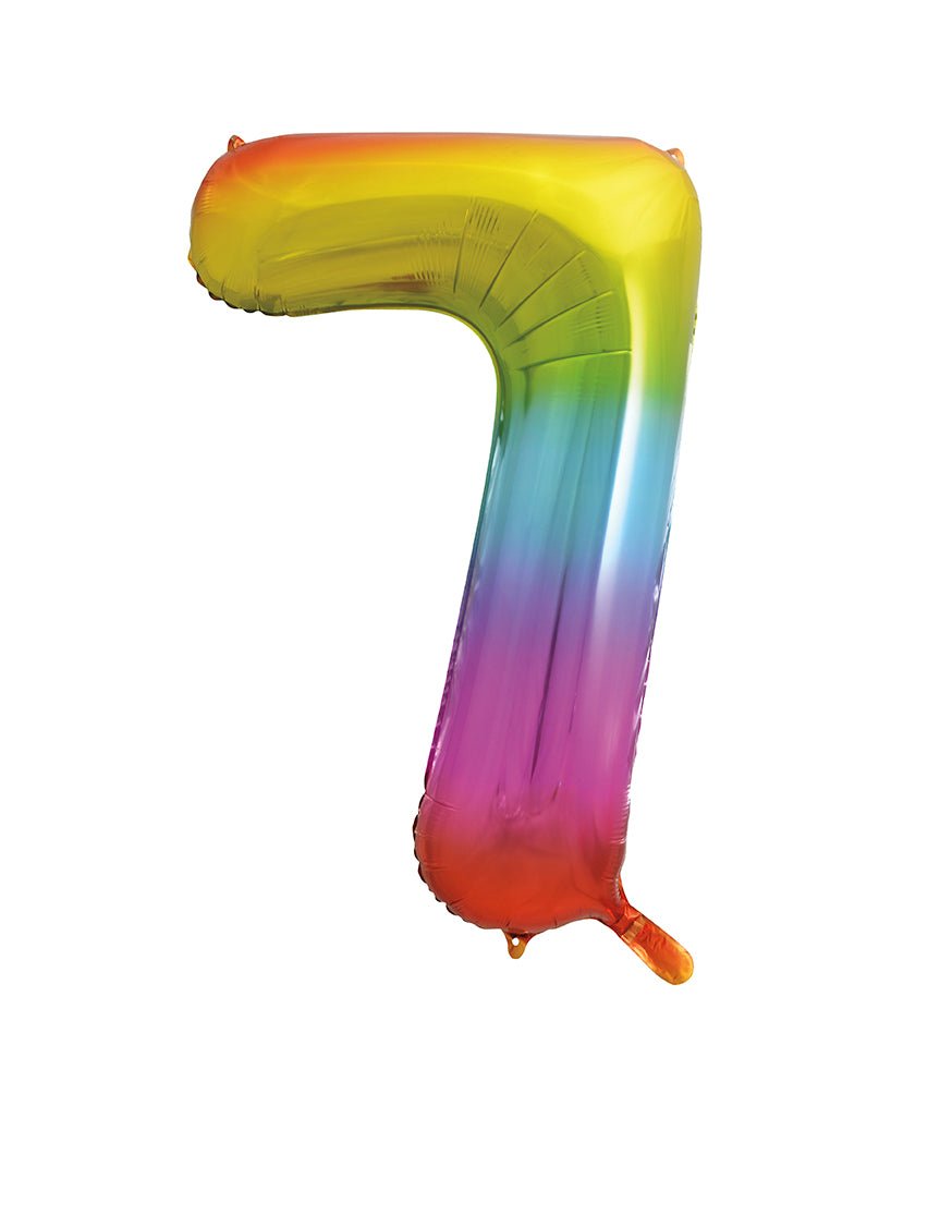 Jumbo Rainbow Number 7 Balloon 34" - JJ's Party House