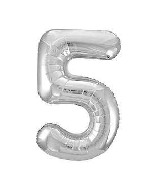 Jumbo Silver Number 5 Balloon 34" - JJ's Party House
