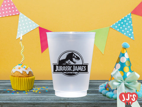 Jurassic Birthday Dinosaur Birthday Party Custom Plastic Cups - JJ's Party House - Custom Frosted Cups and Napkins
