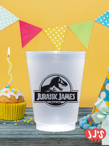 Jurassic Birthday Dinosaur Birthday Party Custom Plastic Cups - JJ's Party House - Custom Frosted Cups and Napkins