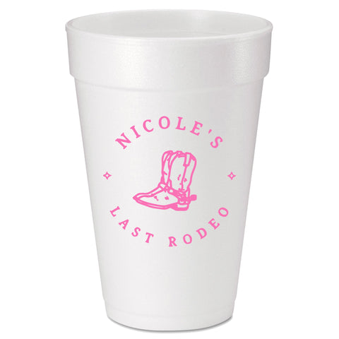 Last Rodeo Circle Bachelorette Custom Printed Foam Cups - JJ's Party House