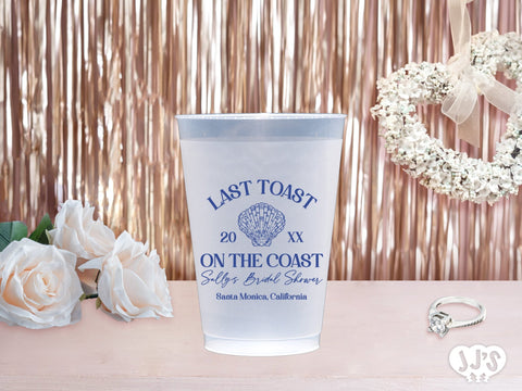 Last Toast on the Coast Bridal Shower Personalized Frosted Plastic Cups - JJ's Party House