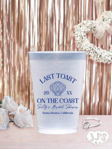 Last Toast on the Coast Bridal Shower Personalized Frosted Plastic Cups - JJ's Party House